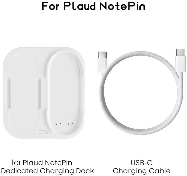 Alt view image 2 of 7 - 2-in-1 Magnetic Charging Dock for PLAUD NotePin Voice Recorder with USB-C Braided Cable, Fast Charging Replacement Accessory for NotePin AI Voice Recorder