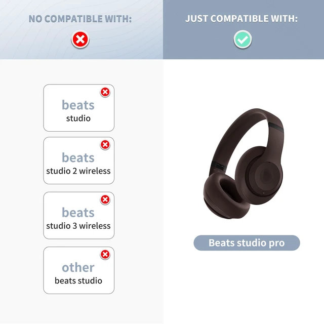 Alt view image 2 of 6 - Ear Pads for Beats Studio Pro, Shock-Absorbing Foam Protein LeatherDeep Brown