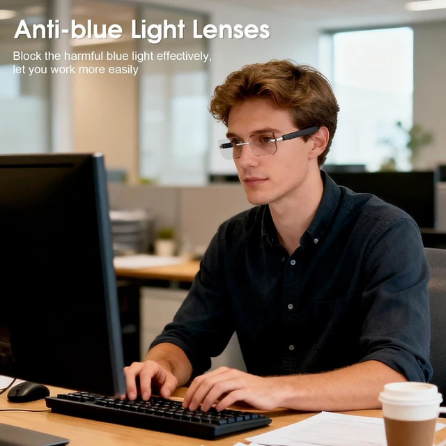 Alt view image 6 of 7 - Bluetooth Audio Smart Glasses, Blue Light Glasses for Women Men, Open Ear Sound Mic & Speakers, Magnetic Charging, Color-Changing Polarized Sunglasses Lenses, Voice Assistant (Change)
