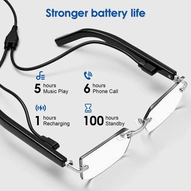 Alt view image 7 of 7 - Bluetooth Audio Smart Glasses, Blue Light Glasses for Women Men, Open Ear Sound Mic & Speakers, Magnetic Charging, Color-Changing Polarized Sunglasses Lenses, Voice Assistant (Change)