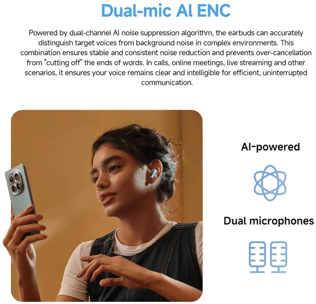 Alt view image 3 of 7 - Redmi Buds 8 Lite True Wireless Earbuds, Bluetooth 5.4, 42dB Hybrid ANC, 8H/36H Battery, 12.4mm Driver, IP54, Dual Device, Fast Charging, 4.5g, iOS Android Compatible, Blue