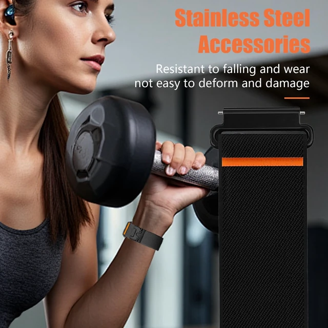 Alt view image 4 of 7 - Nylon Bands 22mm Compatible with COROS PACE 3/APEX 4 42mm/APEX Pro/APEX 2 Pro/APEX 46mm/PACE Pro Adjustable Sport Replacement Straps for Women Men