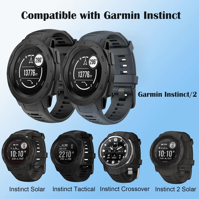 Alt view image 2 of 6 - 2 Pack Waterproof Bands Compatible with Garmin Instinct/Instinct 2 Bands 22mm Soft Silicone Replacement Wristbands for Garmin Instinct Esports/Solar/Tactical