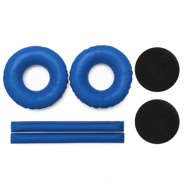 Alt view image 2 of 6 - Ear Pads Headband Kit for Sennheiser HD25, HD250BT, HMD25, Blue Complete Kit: Ear Pads & Headband & 2 Foam Tuning Discs