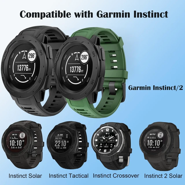 Alt view image 2 of 6 - 2 Pack Waterproof Bands Compatible with Garmin Instinct/Instinct 2 Bands 22mm Soft Silicone Replacement Wristbands for Garmin Instinct Esports/Solar/Tactical