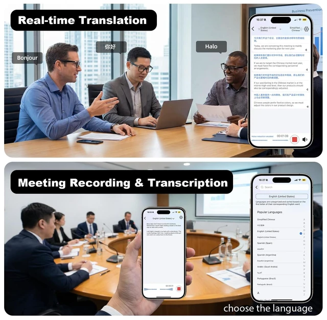 Alt view image 3 of 7 - AI Smart Audio Translation Glasses with Real-Time Language Translation 139 Languages via App, Bluetooth Open-Ear Eyewear, AI Assistant, Photochromic Sunglasses, Meeting Recorder for Travel Business