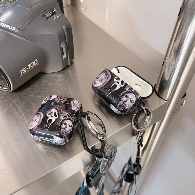 Alt view image 4 of 6 - Cool Thrilling Scream Pattern Air pod Pro Soft TPU Casewith Horror Keychain and LanyardDesigned for Those who Like Man Women Girl Thrilling Horror Themes