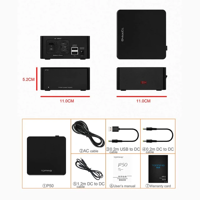 Alt view image 7 of 7 - P50 Linear Power Supply - 5V 1A and 15V 1A Ultra Low Noise for HiFi Audio D50III/DX3 Pro+/E50/A50III