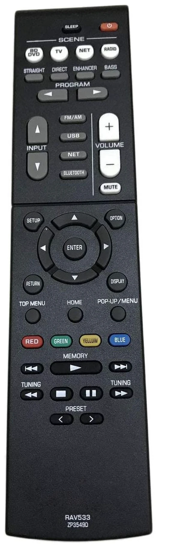 Main image of Replacement Remote Control for Yamaha RX-V379 RX-V381 RX-V383 RX-V385 RX-V483 RX-V579 RX-V581 HTR-3068 RX-V585 RX-V481 HTR-2067 RX-V479 RX-V479BL AV Receiver