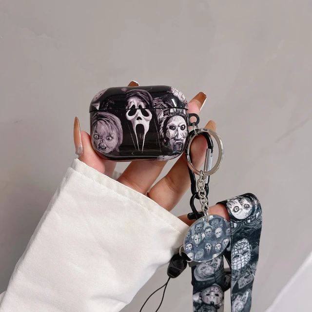 Alt view image 6 of 6 - Cool Thrilling Scream Pattern Air pod Pro Soft TPU Casewith Horror Keychain and LanyardDesigned for Those who Like Man Women Girl Thrilling Horror Themes