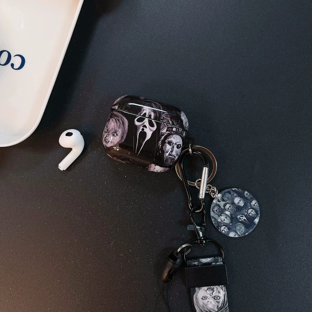 Alt view image 5 of 6 - Cool Thrilling Scream Pattern Air pod Pro Soft TPU Casewith Horror Keychain and LanyardDesigned for Those who Like Man Women Girl Thrilling Horror Themes