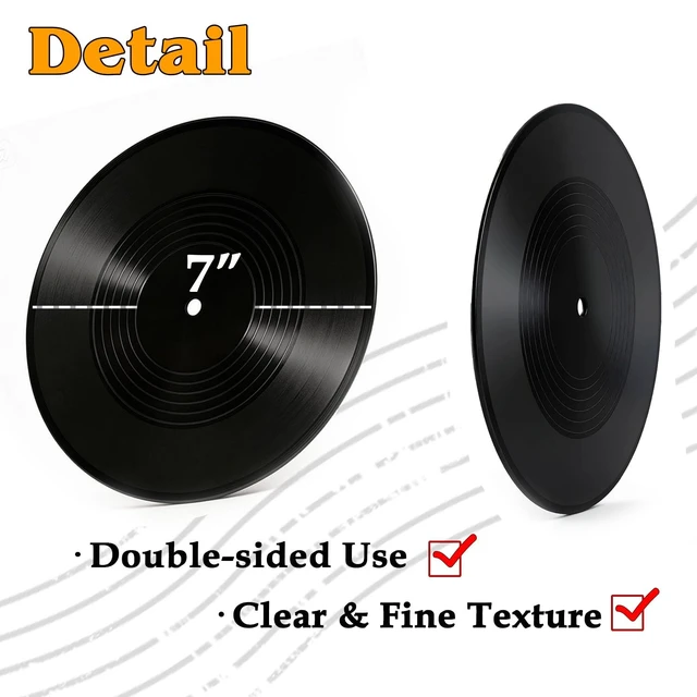 Alt view image 2 of 6 - Double-Sided 7 Inch Personalized Vinyl Records Decor, 9 PCS Records for Wall Aesthetic Kit with 18 White/Retro Labels, 14 Pens, Blank Vinyl Records Art Set for Wedding Birthday Party Decor