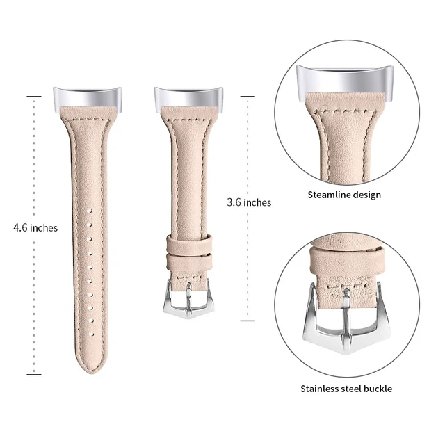 Alt view image 5 of 7 - [2 pack Compatible with Fitbit Charge 6/Charge 5 Bands Leather Narrow Luxury Genuine Leather Replacement Sport Wrist Strap Bracelet Men Women Band Accessories
