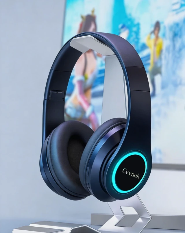 Alt view image 2 of 6 - Premium Wireless Headphones Feature a Light-Emitting Function and can be Worn Above the Ears. They Offer a Playback time of 24 Hours and high-Resolution Audio (Black)