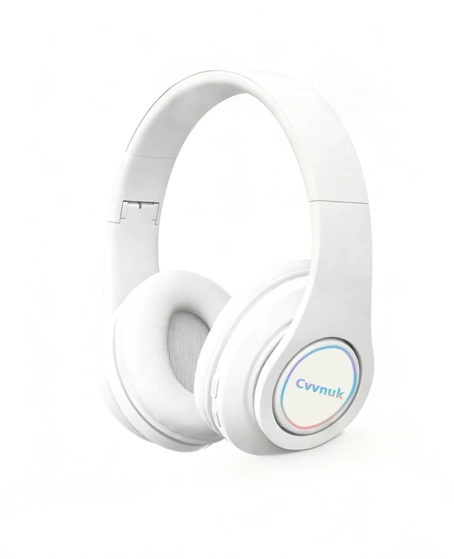 Main image of Premium Wireless Headphones Feature a Light-Emitting Function and can be Worn Above the Ears. They Offer a Playback time of 24 Hours and high-Resolution Audio (White)