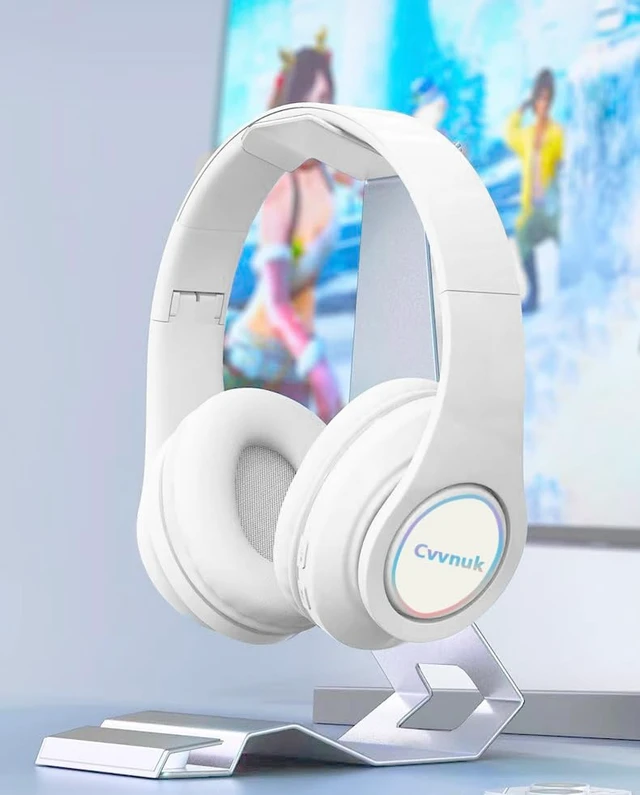 Alt view image 2 of 5 - Premium Wireless Headphones Feature a Light-Emitting Function and can be Worn Above the Ears. They Offer a Playback time of 24 Hours and high-Resolution Audio (White)
