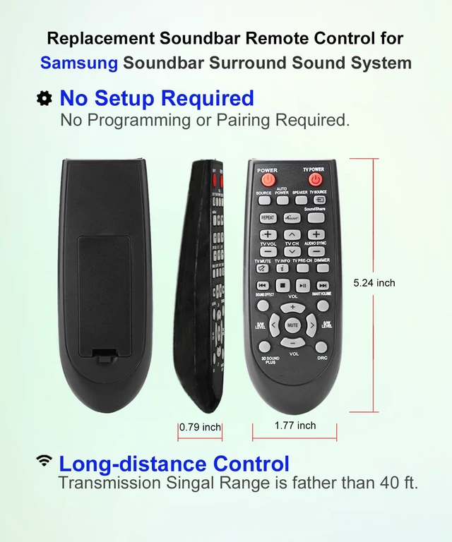 Alt view image 2 of 6 - Remote Control Replacement for Samsung Soundbar Universal AH59-02547B HW-H550 HW-FM45C HW-E450 HW-D450/ZA AH59-02433A AH59-02330A HW-F450/ZA HW-F550/ZA AH59-02612B AH59-02434A AH59-02532A