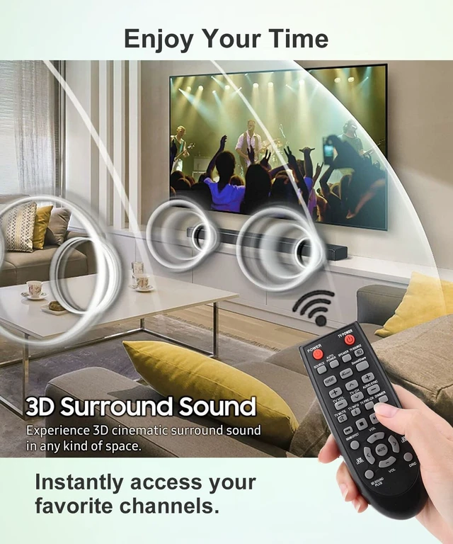 Alt view image 5 of 6 - Remote Control Replacement for Samsung Soundbar Universal AH59-02547B HW-H550 HW-FM45C HW-E450 HW-D450/ZA AH59-02433A AH59-02330A HW-F450/ZA HW-F550/ZA AH59-02612B AH59-02434A AH59-02532A