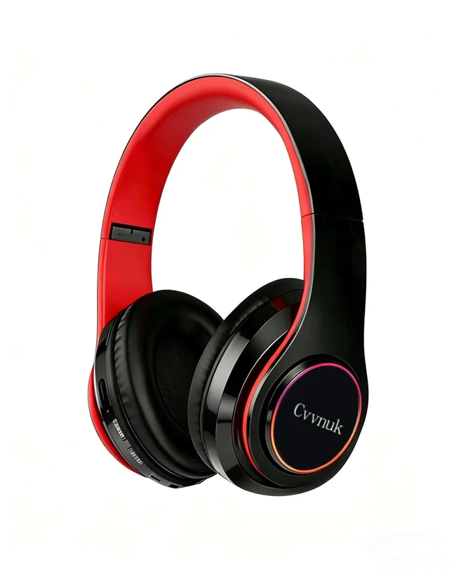 Main image of Premium Wireless Headphones Feature a Light-Emitting Function and can be Worn Above the Ears. They Offer a Playback time of 24 Hours and high-Resolution Audio (RED)