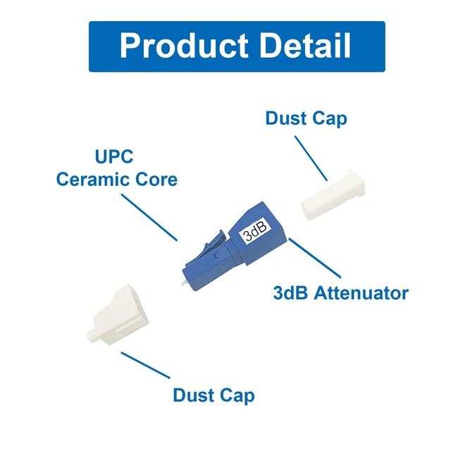 Alt view image 3 of 7 - 10Pcs 3dB LC-UPC Fiber Optic attenuator, Fiber Signal Attenuation Converter, LC Inserts Connector Single Mode