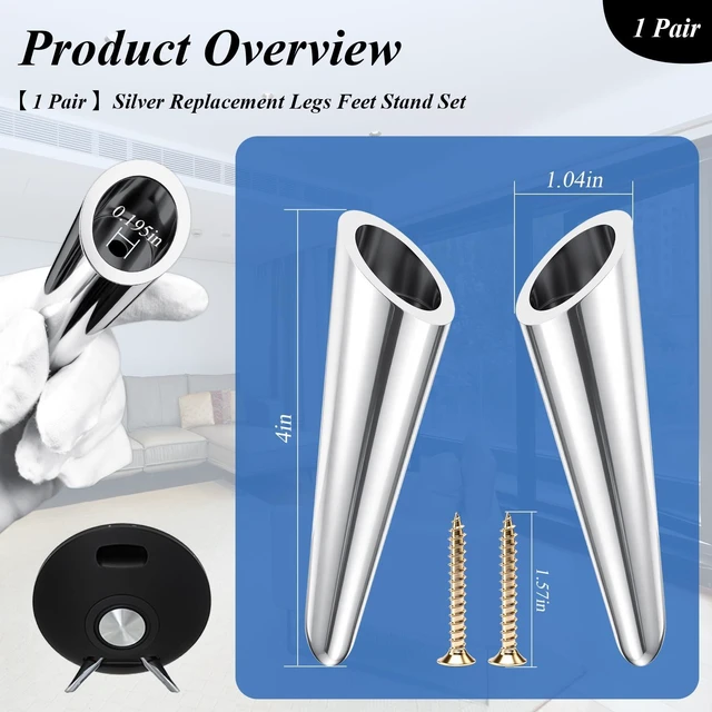 Alt view image 2 of 6 - 1 Pair Legs for Harman Kardon Onyx Studio 1 and 2 Speakers Silver Stand Set with Screws, Non-slip, Provide a Stable & Secure Base, Make the Speakers Look Neat Outside, Easy DIY Install