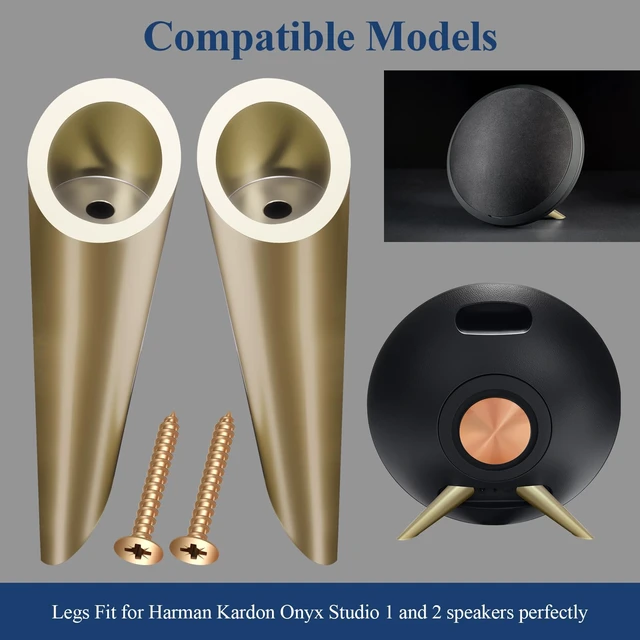 Alt view image 3 of 6 - 1 Pair Legs for Harman Kardon Onyx Studio 1 and 2 Speakers Gold Stand Set with Screws, Non-slip, Provide a Stable & Secure Base, Make the Speakers Look Neat Outside, Easy DIY Install