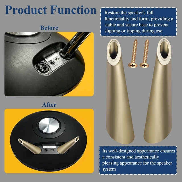 Alt view image 4 of 6 - 1 Pair Legs for Harman Kardon Onyx Studio 1 and 2 Speakers Gold Stand Set with Screws, Non-slip, Provide a Stable & Secure Base, Make the Speakers Look Neat Outside, Easy DIY Install