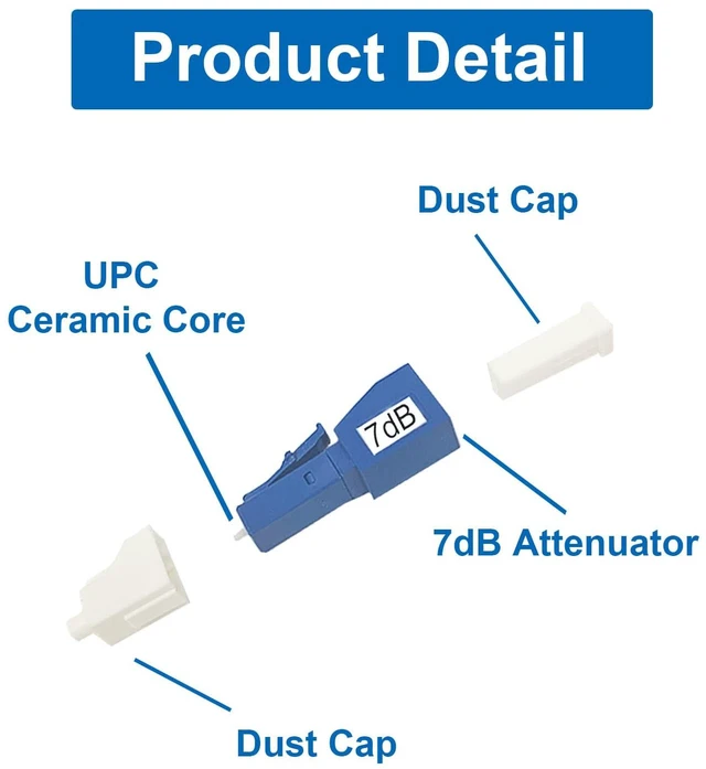 Alt view image 3 of 7 - 10Pcs LC Fiber Optic attenuator, Fiber Signal Attenuation Converter, LC Inserts Connector Single Mode (LC-UPC, 7dB)