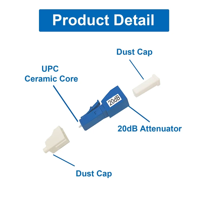 Alt view image 3 of 7 - 10Pcs LC Fiber Optic attenuator, Fiber Signal Attenuation Converter, LC Inserts Connector Single Mode (LC-UPC, 20dB)