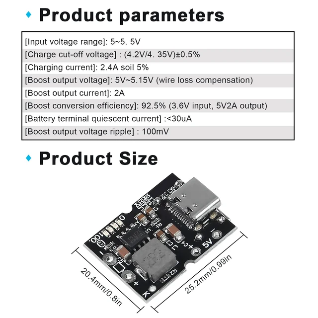 Alt view image 6 of 7 - 10PCS Type-C USB 5V 2A Boost Converter Step-Up Power Module Lithium Battery Charging Protection Board LED Display USB for DIY Charger (USB is Welding)