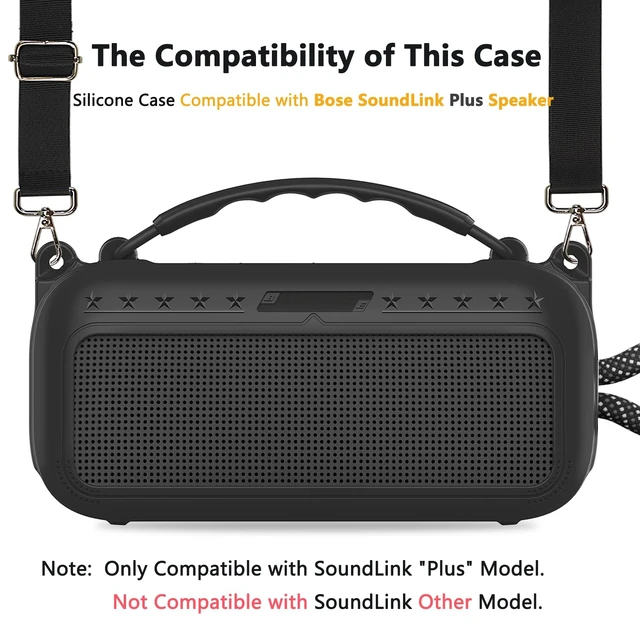 Alt view image 2 of 7 - Silicone Cover Case for Bose SoundLink Plus Bluetooth Speaker Soft Silicone Protective Case with Carrying Handle and Shoulder Strap, Shockproof and Anti-Scratch Cover (Black)