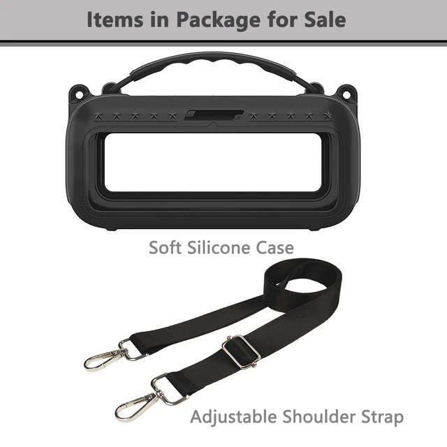 Alt view image 3 of 7 - Silicone Cover Case for Bose SoundLink Plus Bluetooth Speaker Soft Silicone Protective Case with Carrying Handle and Shoulder Strap, Shockproof and Anti-Scratch Cover (Black)
