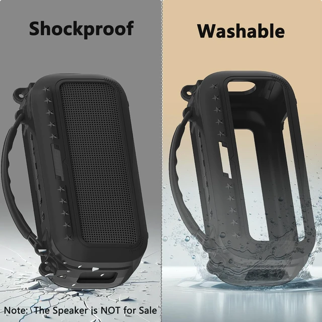 Alt view image 4 of 7 - Silicone Cover Case for Bose SoundLink Plus Bluetooth Speaker Soft Silicone Protective Case with Carrying Handle and Shoulder Strap, Shockproof and Anti-Scratch Cover (Black)