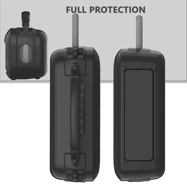 Alt view image 5 of 7 - Silicone Cover Case for Bose SoundLink Plus Bluetooth Speaker Soft Silicone Protective Case with Carrying Handle and Shoulder Strap, Shockproof and Anti-Scratch Cover (Black)