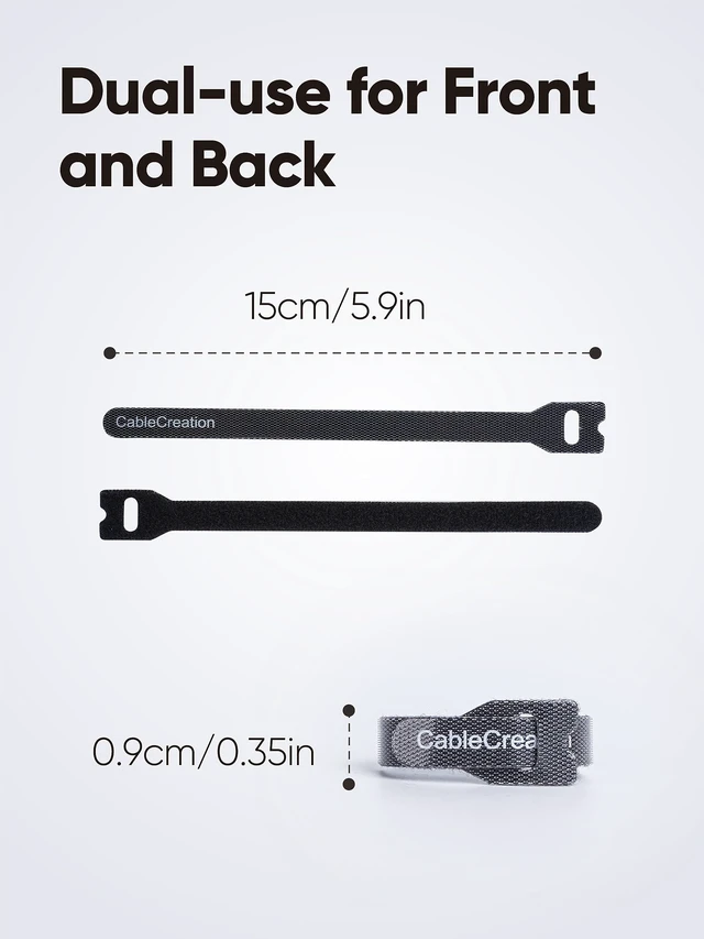 Alt view image 2 of 7 - 100pcs Fastening Cable Ties, 6-Inch Adjustable Cord Ties Nylon Premium Reusable Cable Management Straps Hook Loop Cord Organizer Wire Ties Reusable, Black