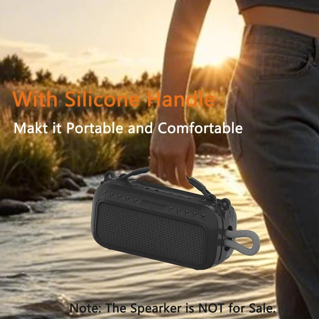 Alt view image 7 of 7 - Silicone Cover Case for Bose SoundLink Plus Bluetooth Speaker Soft Silicone Protective Case with Carrying Handle and Shoulder Strap, Shockproof and Anti-Scratch Cover (Black)