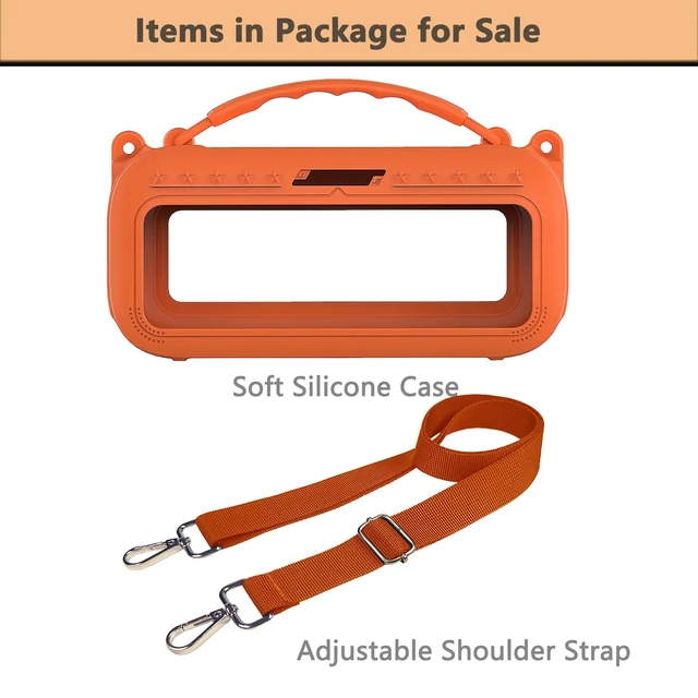 Alt view image 3 of 7 - Silicone Cover Case for Bose SoundLink Plus Bluetooth Speaker Soft Silicone Protective Case with Carrying Handle and Shoulder Strap, Shockproof and Anti-Scratch Cover (Orange)