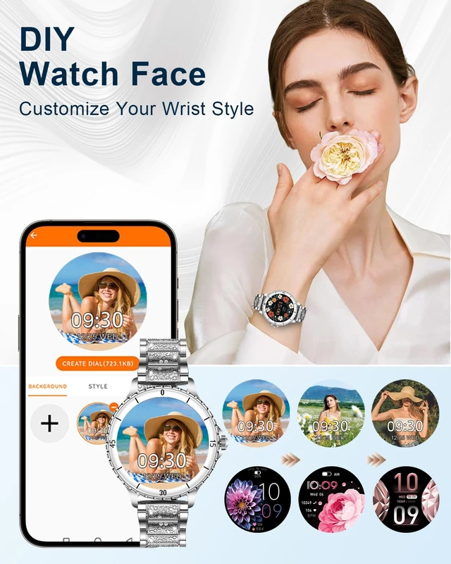 Alt view image 7 of 7 - Smart Watches for Women(Answer/Make Call) with Diamond, 1.27" HD Bluetooth Smartwatch for Android iOS Phones, IP68 Fitness Tracker with Heart Rate, SpO2, Sleep Monitor, 120+ Sports, Silver