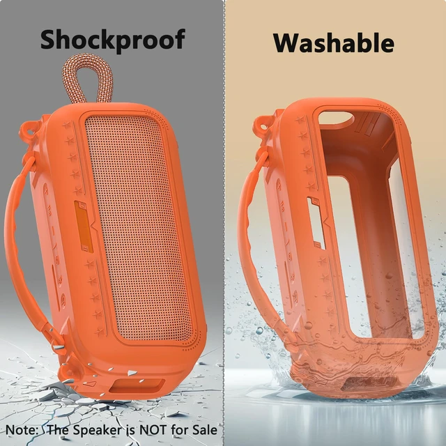 Alt view image 4 of 7 - Silicone Cover Case for Bose SoundLink Plus Bluetooth Speaker Soft Silicone Protective Case with Carrying Handle and Shoulder Strap, Shockproof and Anti-Scratch Cover (Orange)