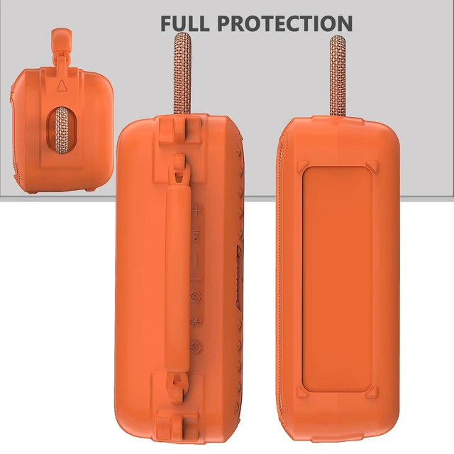 Alt view image 5 of 7 - Silicone Cover Case for Bose SoundLink Plus Bluetooth Speaker Soft Silicone Protective Case with Carrying Handle and Shoulder Strap, Shockproof and Anti-Scratch Cover (Orange)