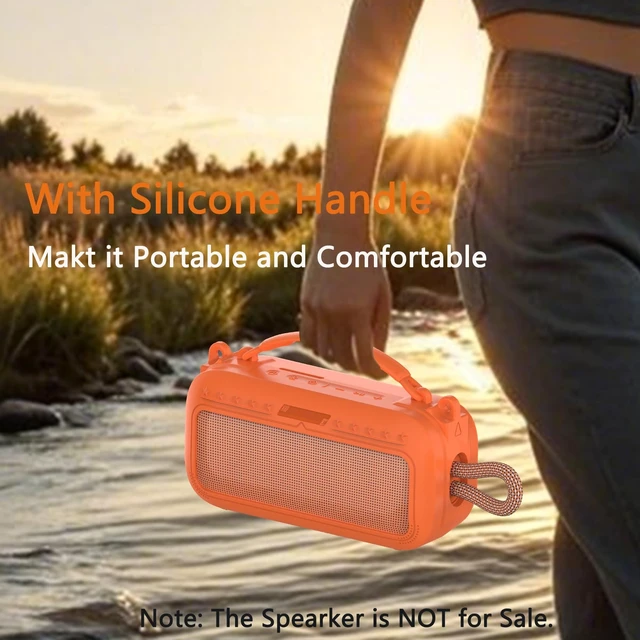 Alt view image 7 of 7 - Silicone Cover Case for Bose SoundLink Plus Bluetooth Speaker Soft Silicone Protective Case with Carrying Handle and Shoulder Strap, Shockproof and Anti-Scratch Cover (Orange)