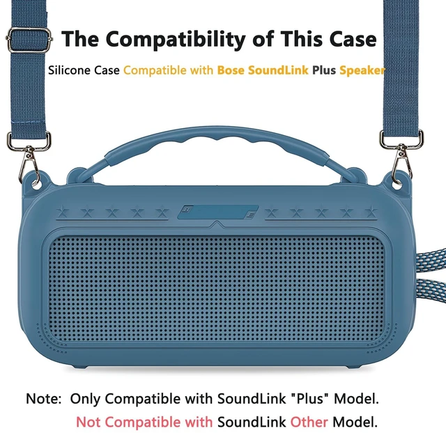 Alt view image 2 of 7 - Silicone Cover Case for Bose SoundLink Plus Bluetooth Speaker Soft Silicone Protective Case with Carrying Handle and Shoulder Strap, Shockproof and Anti-Scratch Cover (Blue Dusk)