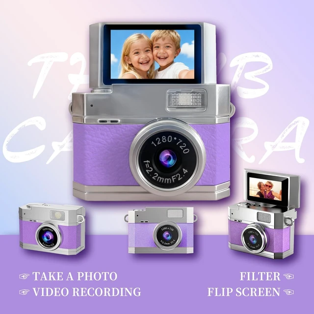 Alt view image 6 of 7 - Mini Thumb Digital Camera Keychain Portable HD Mini Flip Screen Digital Camera with 32GB Card,Keychain Camera for Bag Charm Travel Selfi for Birthday