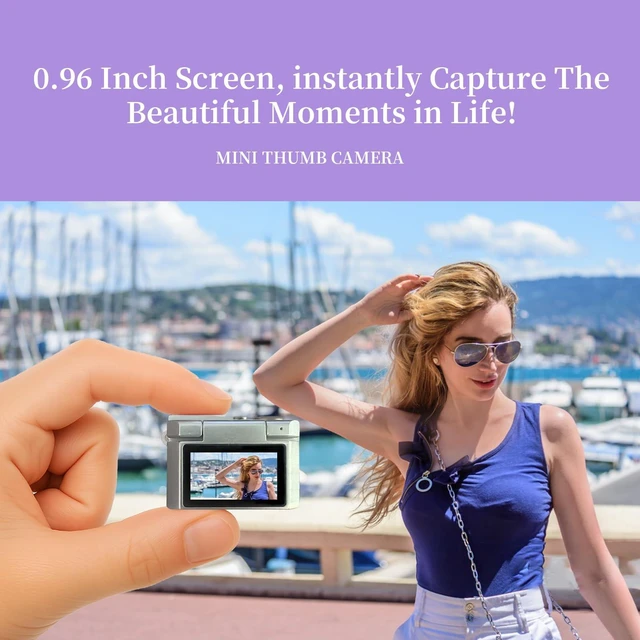 Alt view image 7 of 7 - Mini Thumb Digital Camera Keychain Portable HD Mini Flip Screen Digital Camera with 32GB Card,Keychain Camera for Bag Charm Travel Selfi for Birthday