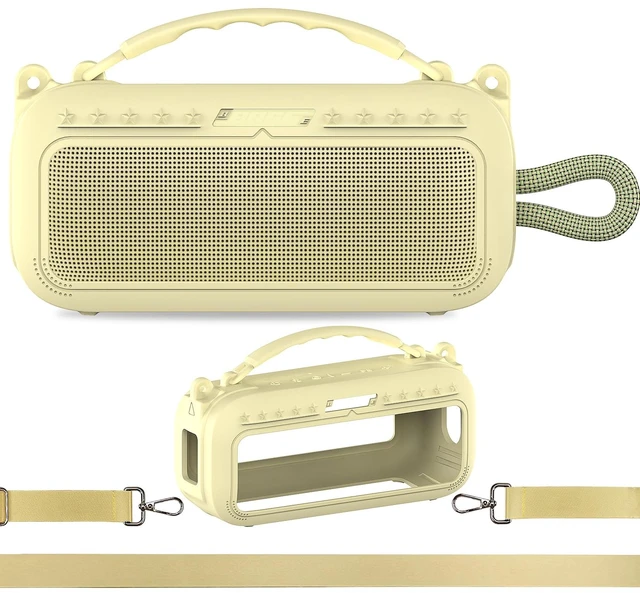 Main image of Silicone Cover Case for Bose SoundLink Plus Bluetooth Speaker Soft Silicone Protective Case with Carrying Handle and Shoulder Strap, Shockproof and Anti-Scratch Cover (Yellow)