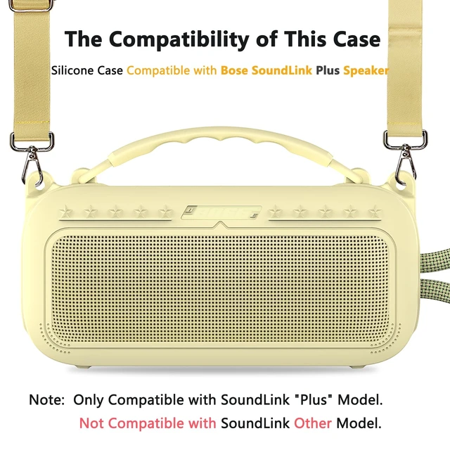 Alt view image 2 of 7 - Silicone Cover Case for Bose SoundLink Plus Bluetooth Speaker Soft Silicone Protective Case with Carrying Handle and Shoulder Strap, Shockproof and Anti-Scratch Cover (Yellow)