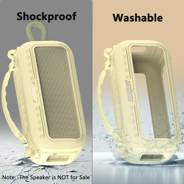 Alt view image 4 of 7 - Silicone Cover Case for Bose SoundLink Plus Bluetooth Speaker Soft Silicone Protective Case with Carrying Handle and Shoulder Strap, Shockproof and Anti-Scratch Cover (Yellow)
