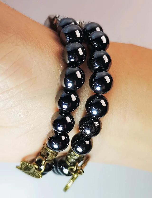 Alt view image 4 of 5 - Compatible with Fitbit Charge 5/6 Band Agate Natural Gemstone Beads Bracelet for Women Energy Stones Healing Crystal Stretch Chakra Bracelets Tree of Life Obsidian 5½"-6"