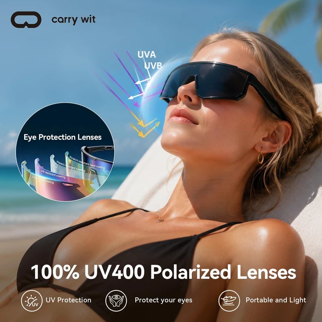 Alt view image 3 of 7 - Smart Sunglasses for Men/Women, Bluetooth Glasses for Cycling Running, Sports Sunglasses with UV400 Polarized Lenses, Bluetooth 5.4 for Music, Voice Control for Hiking Fishing (Grey)