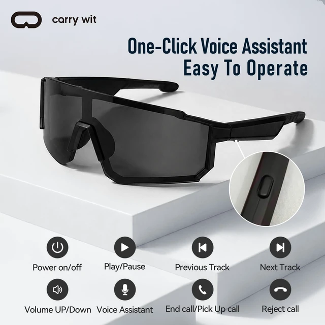 Alt view image 4 of 7 - Smart Sunglasses for Men/Women, Bluetooth Glasses for Cycling Running, Sports Sunglasses with UV400 Polarized Lenses, Bluetooth 5.4 for Music, Voice Control for Hiking Fishing (Grey)
